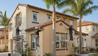 Painter in Anaheim, CA applying fresh interior paint for a professional home painting service