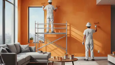 Professional painter in Anaheim, CA applying interior paint for a home improvement project