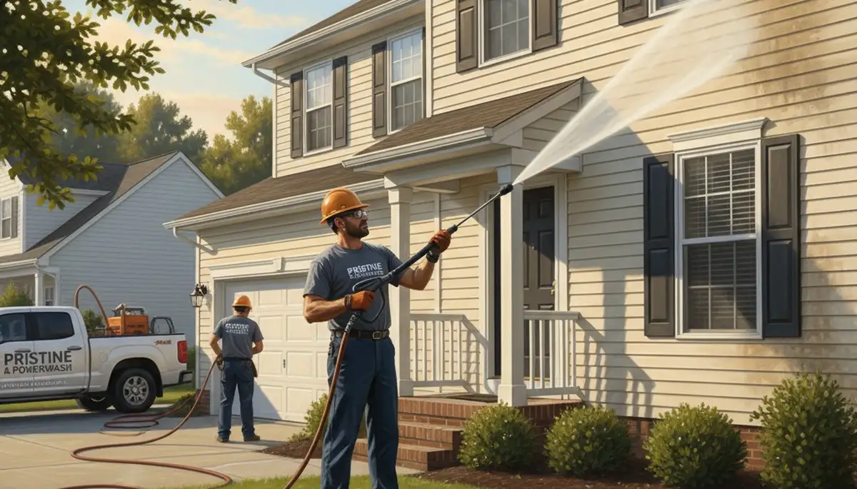 Vinyl siding pressure cleaning in Anaheim, CA for a home exterior restoration service