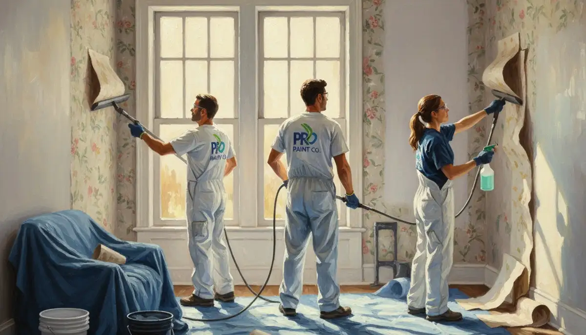 Anaheim, CA wallpaper removal prep by painters protecting walls for a smooth paint-ready finish
